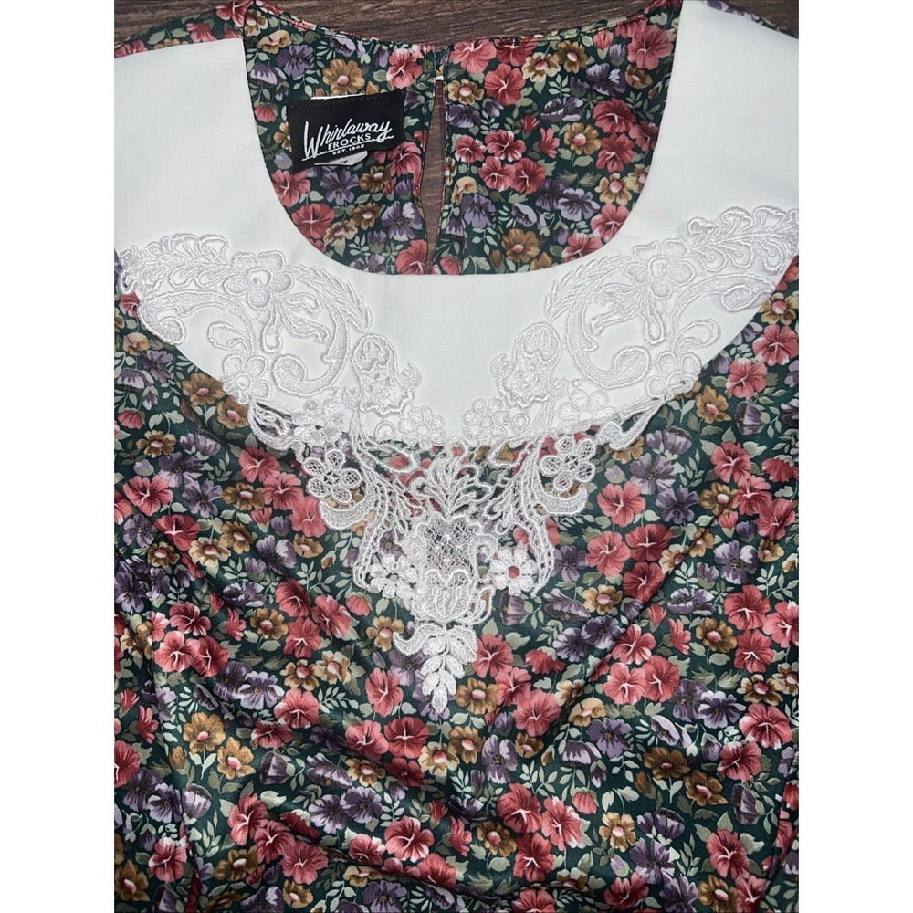 Vintage Whirlaway Frocks Women's Lace Trim Collar Size 16 WP Floral Scallop Hem - Picture 3 of 8